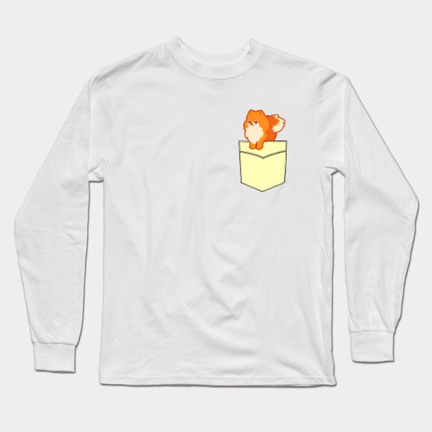 Pomeranian dog cute puppy in pocket t-shirt Long Sleeve T-Shirt by MMTees